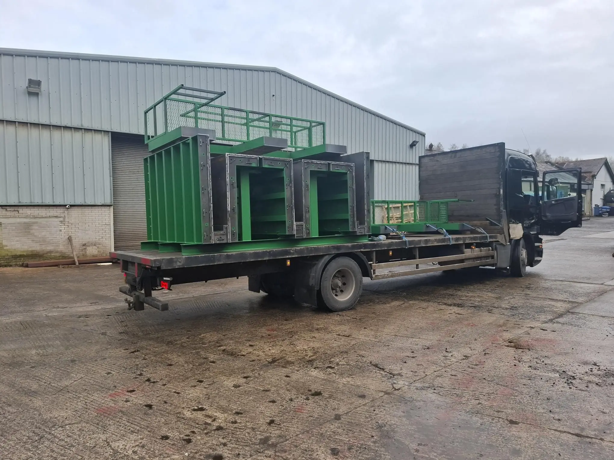 Completed 2-bay trench mould loaded for site